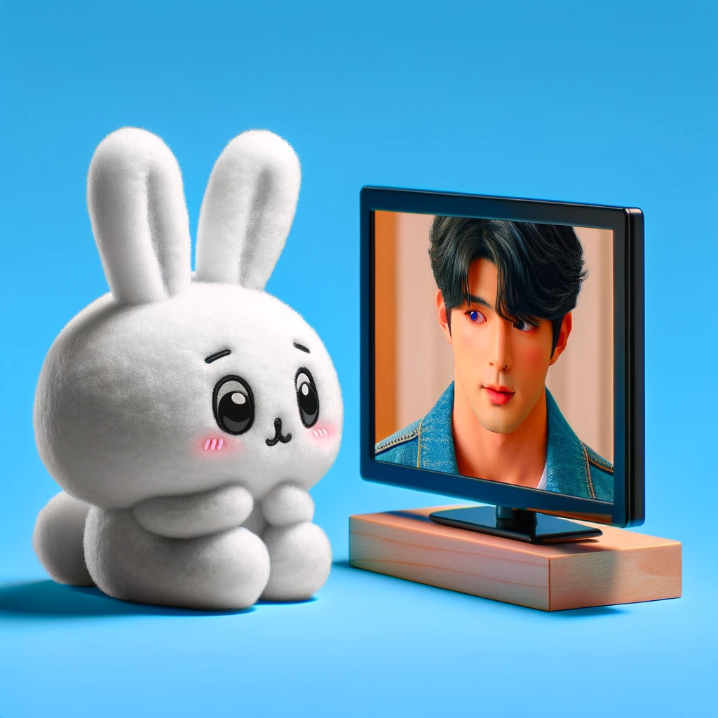 A cotton bun watching television