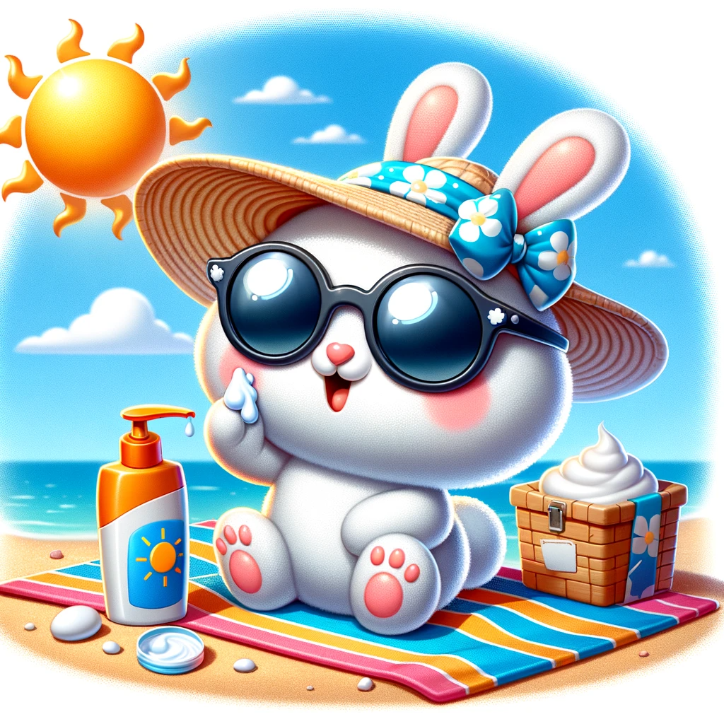 A cotton bun applying sunscreen